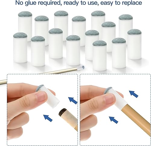 Miniatura 3 de Slip On Pool Cue Tips Replacement Billiard Cue Tips 5 Sizes Slip-On Cue Tip (Full Size), Easy to Install,Professional Pool cues for Snooker, Chinese