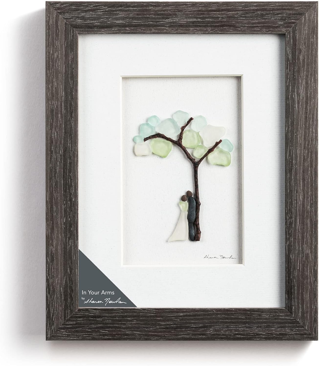 DEMDACO Sharon Nowlan Your Arms Green and White 6 x 6 Inch Stone and Glass Framed Tabletop or Wall Art