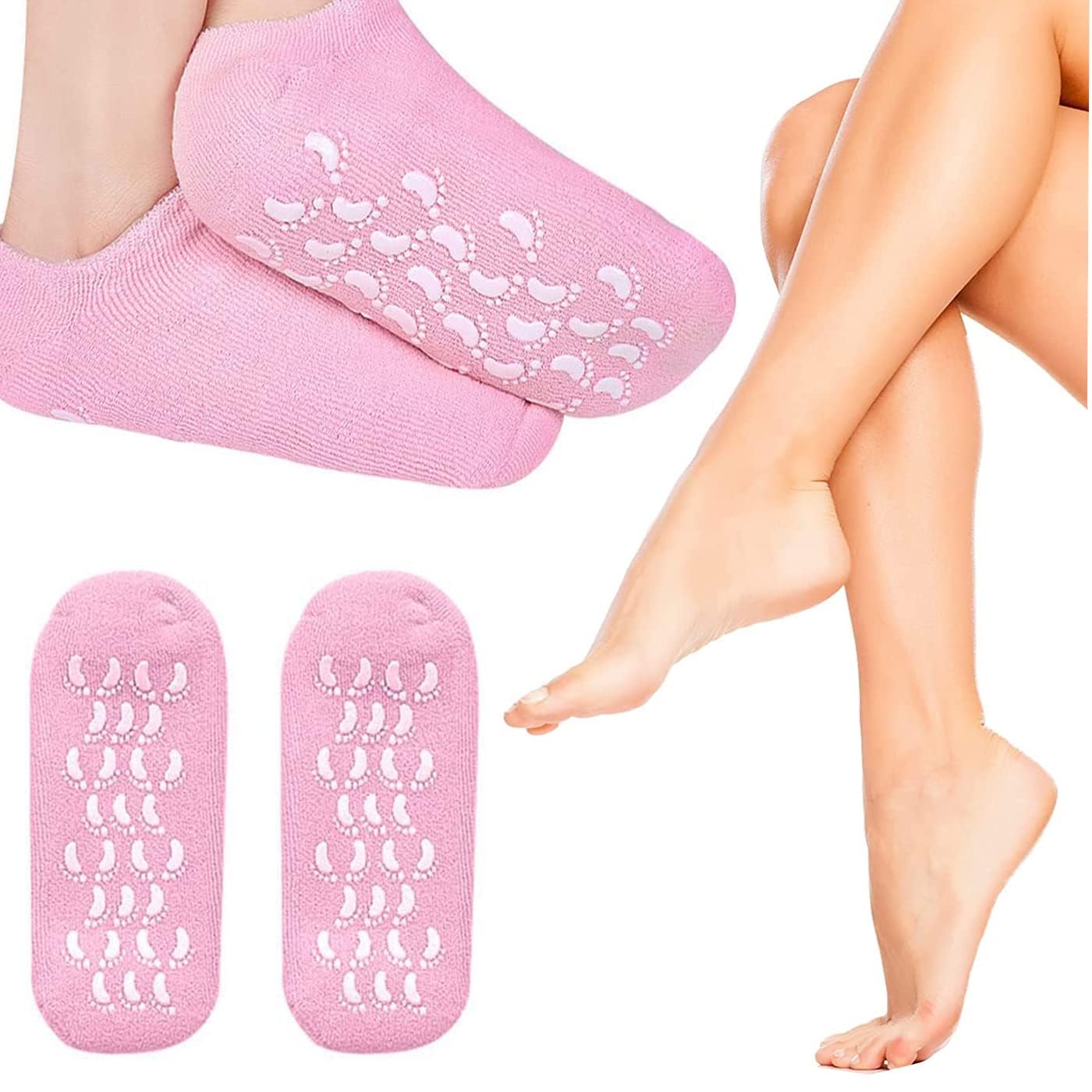 AARUX Moisturizing Silicone Gel Socks For Women & Men Gel Socks For Dry Cracked Feet Crack Heel Repair Socks Foot Moisturizer Spa Gel Socks Natural Oil And Vitamin E (1 Pair) pink (B0D4QS7J48) Amazon Price History, Amazon Price Tracker