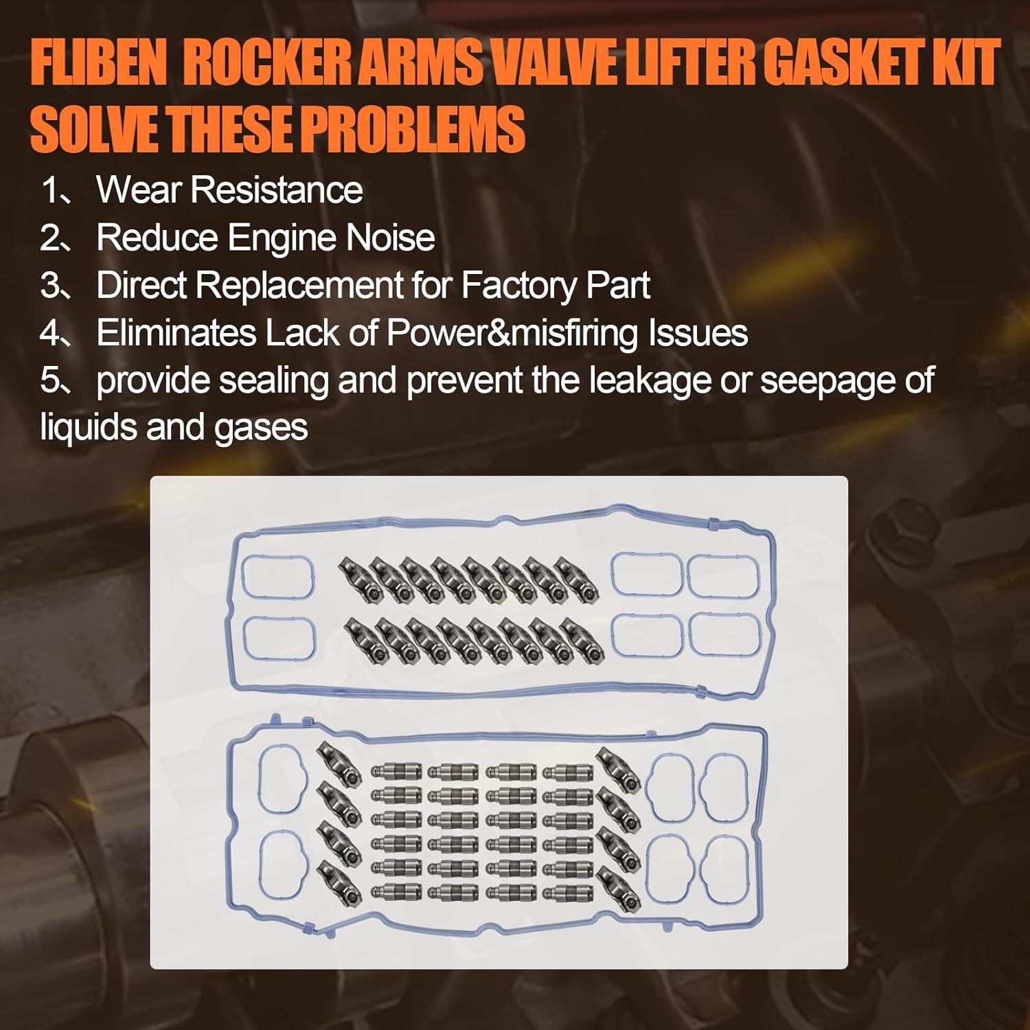 3.6 Pentastar Rocker Arm Lifters Kit for 2011-2021 Dodge Challenger Charger Journey Chrysler 200 300 Jeep Wrangler Ram 1500 2500 3.6L 5184296AH 5184332AA 5184596AE 5184562AC 5184331AC (24Pcs)