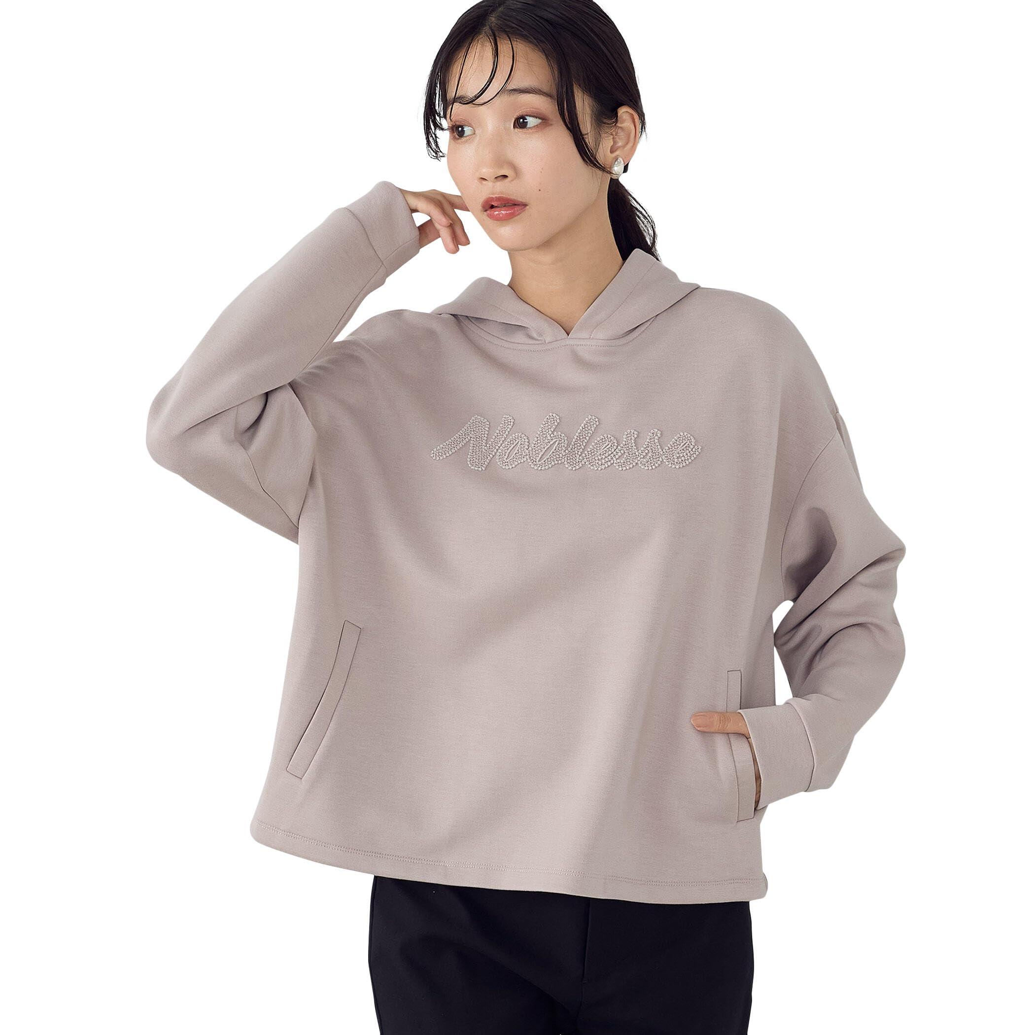 (コムサイズム) COMME CA ISM ロゴ刺繍 オーバーサイズ ダンボールニット パーカー 12-68CI19-204