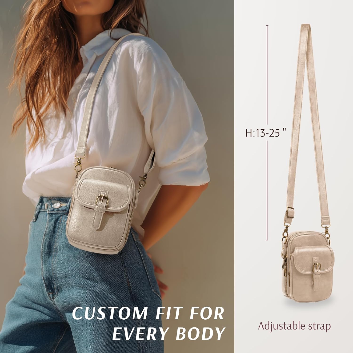 Small Crossbody Cell Phone Purse for Women Vintage Mini Crossbody Bag with Card Slots, Vegan Leather Phone Wallet Pouch - Image 5