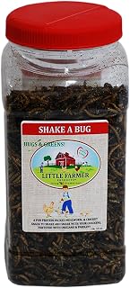 Shake a Bug - Bugs & Greens Chicken Treat with Shaker | Premium Poultry Mix Mealworms, Silkworm Pupae, Crickets | 1 lb