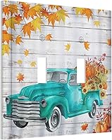 Vista 17 de Cubierta de interruptor de luz basculante de palanca de 2 bandas con textura de tablón rústico, diseño floral de mariposa y margarita