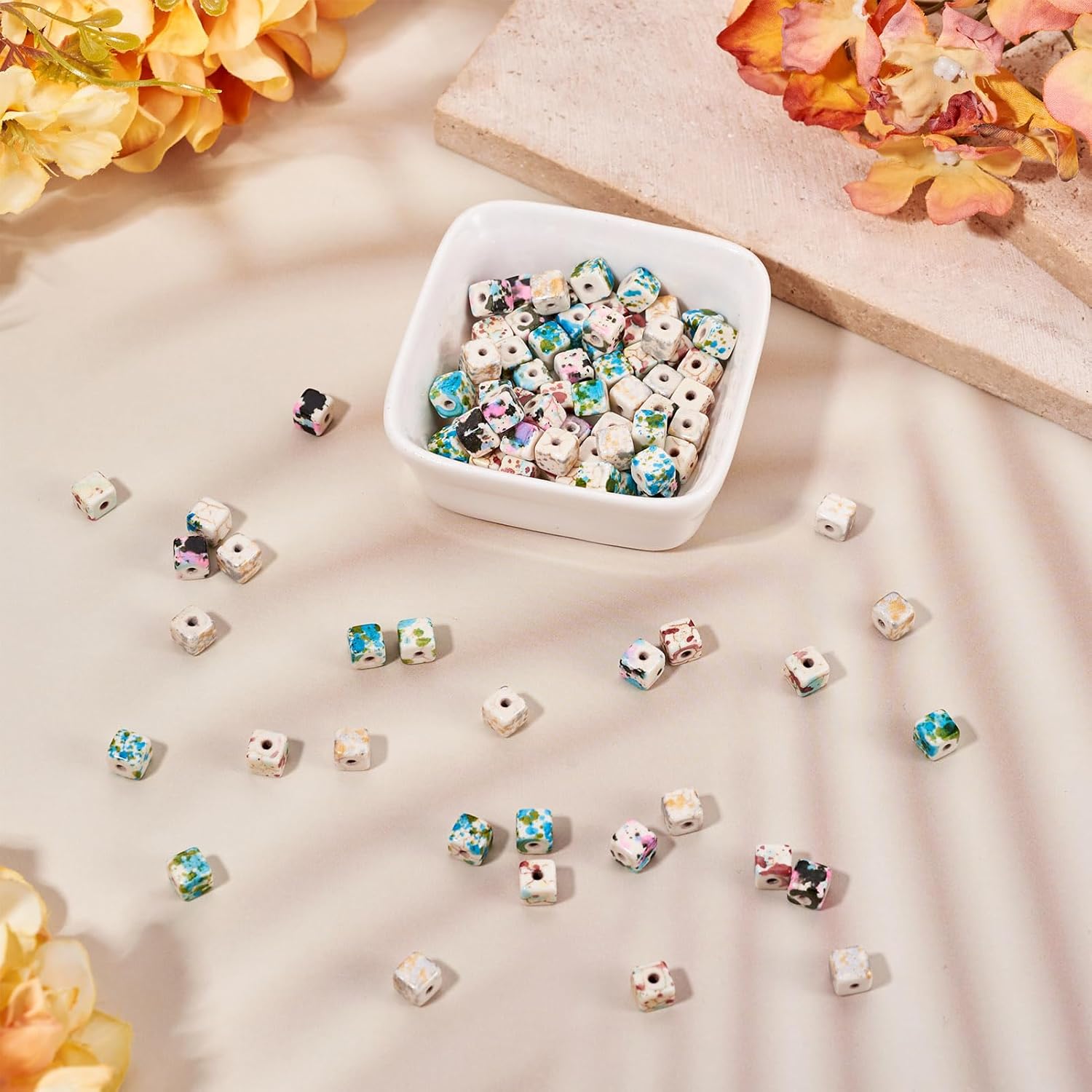 200Pcs 6mm Turquoise Cube Beads Spray Painted Synthetic Turquoise Cube Spacer Beads Colorful Square Gemstone Loose Bead for DIY Crafts Earring Bracelet Lanyard Jewelry Making - Image 5