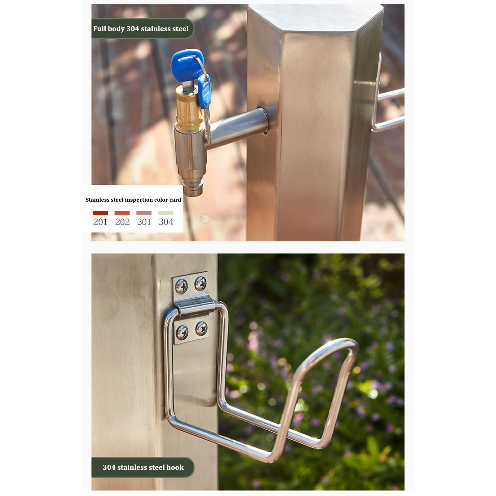 Outdoor-Wassersäule aus Stahl mit Wasserhahn – Freending Irrigat Solut für Gärten, Frostschutz-Design, langer Schlauchzugang und Slish Garden Bewässerungssystem
