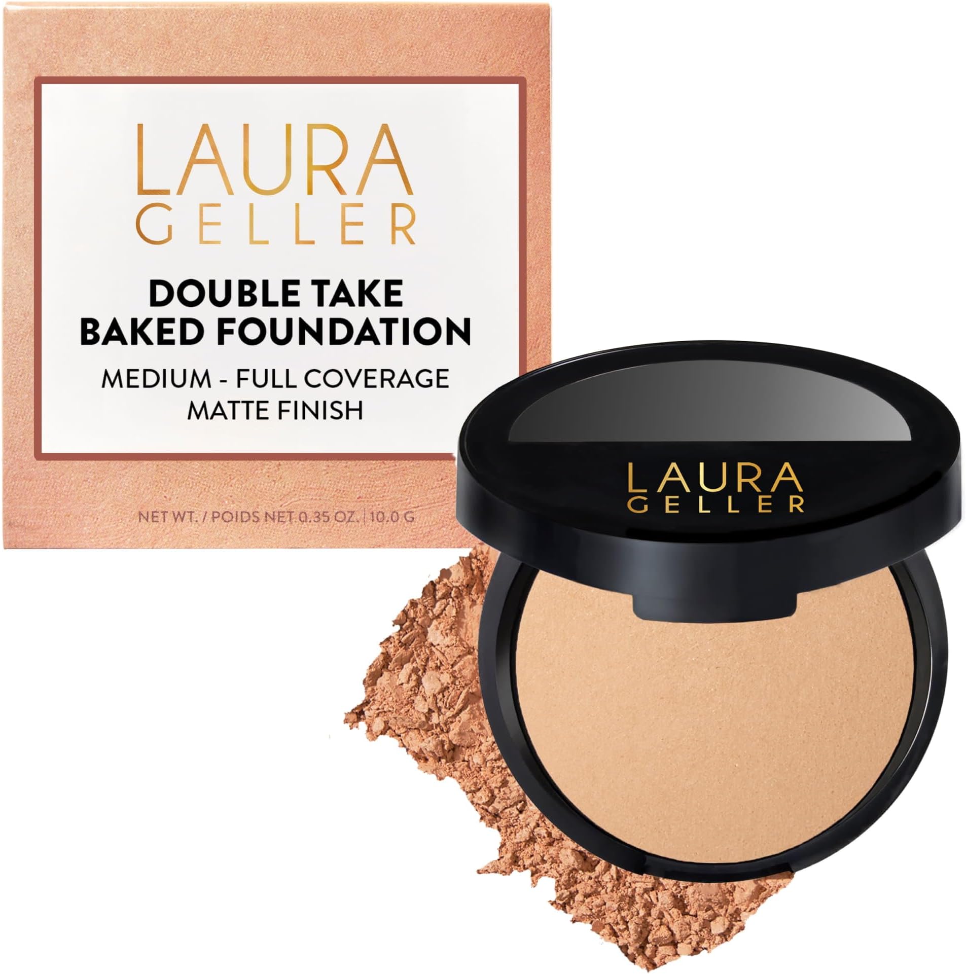 LAURA GELLER NEW YORK Baked Double Take Powder Foundation - Light - Buildable Medium to Full Coverage - Matte Finish