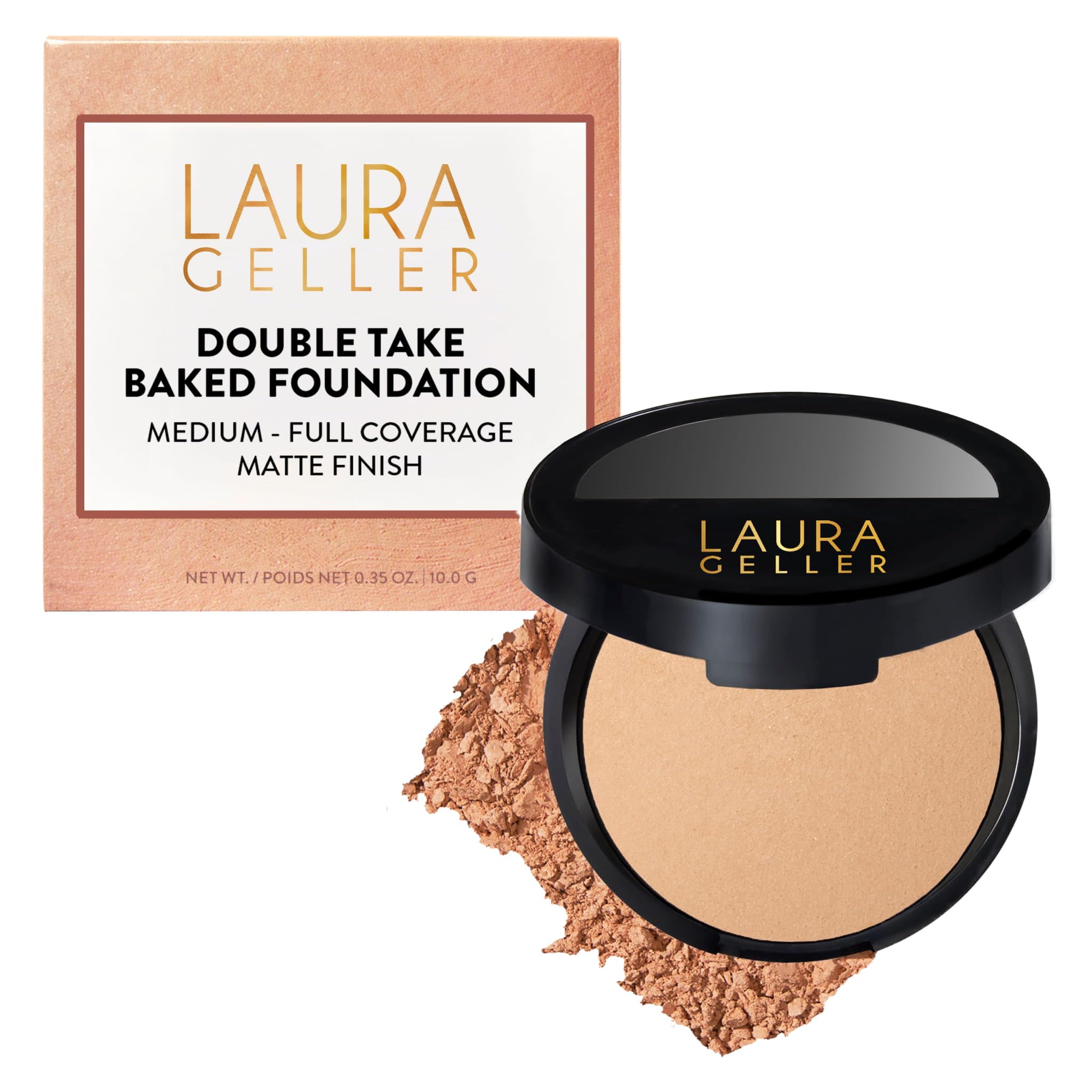 LAURA GELLER NEW YORK Baked Double Take Puder Makeup, Langanhaltende Make Up Puder Foundation, Volle Deckkraft, Atmungsaktives, Klassisches Matt-Finish, Anti-Aging-Inhaltsstoffe
