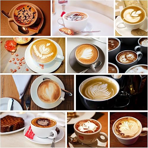 Miniatura 6 de Jarra para Espumar Leche, 20OZ/600ML Jarra de Vapor de Acero Inoxidable para Espresso, Taza Espumadora de Leche para Café con Bolígrafo de Arte