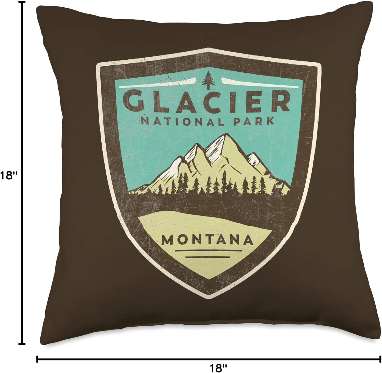 Retro Glacier National Park Montana Mountains Vintage Badge Throw Pillow