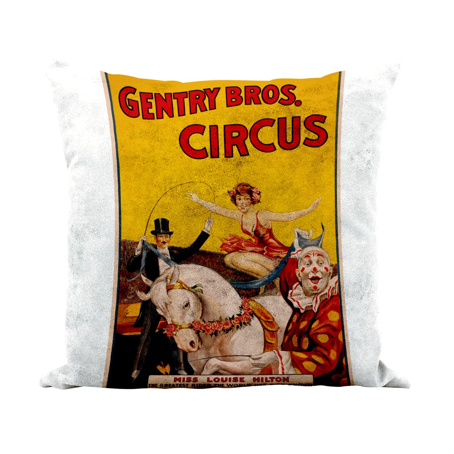 Coussin similicuir blanc cirque gentry affiche retro aspect cuir chic