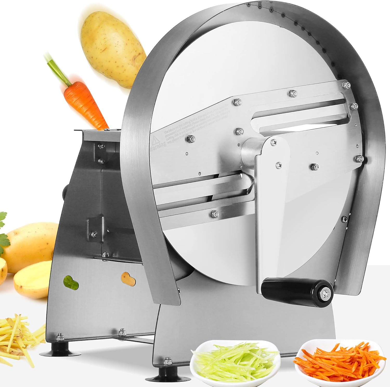 Cheapest 🛒 Newhai Manual Vegetable Fruit Shredder 2mmX2mm Commercial Food Shredding Machine Stainless Steel for Potatoes Lemon Fixed Size