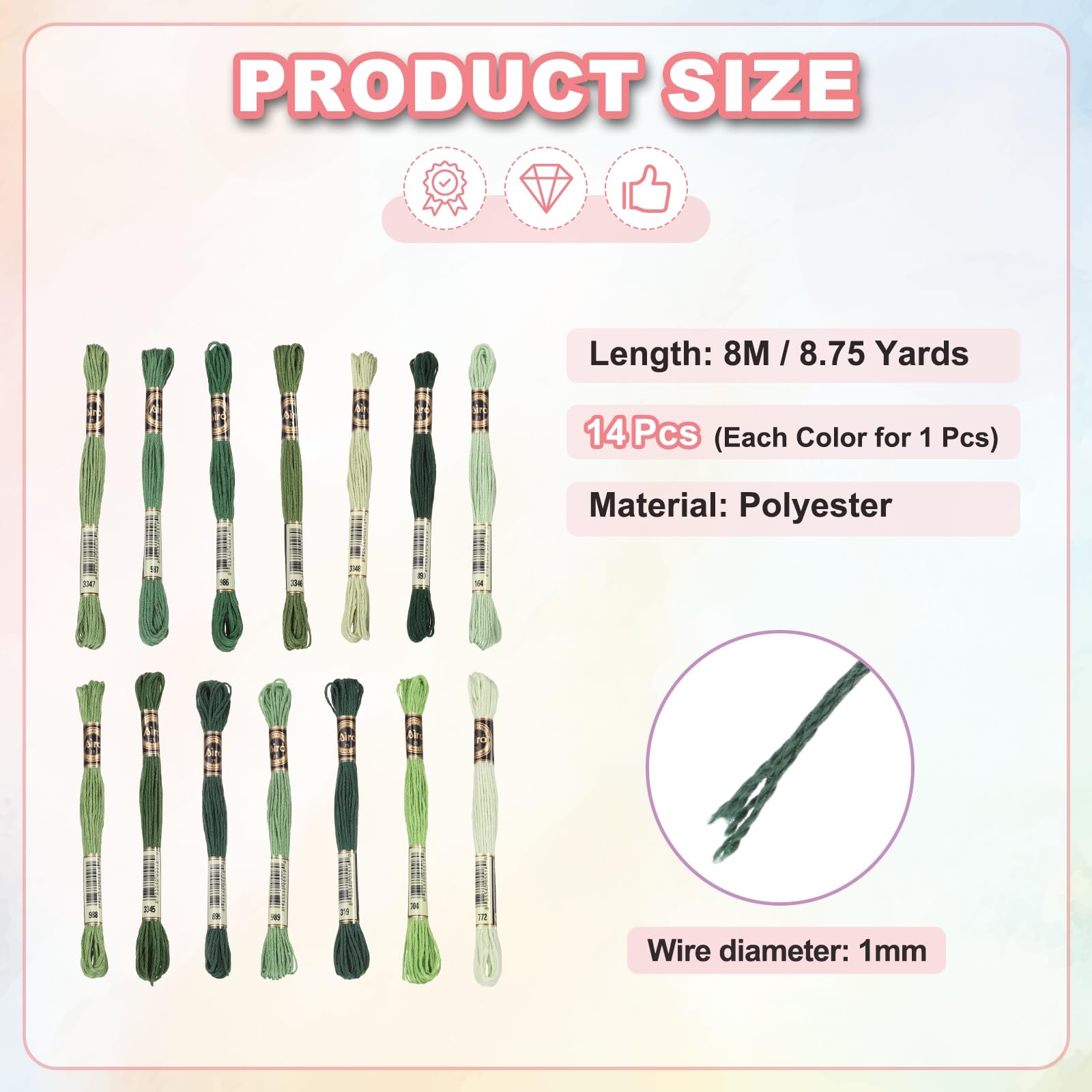PATIKIL 14 Skeins Embroidery Floss, Polyester Embroidery Threads Bracelets String for Cross-Stitch Hand Embroidery - Image 2