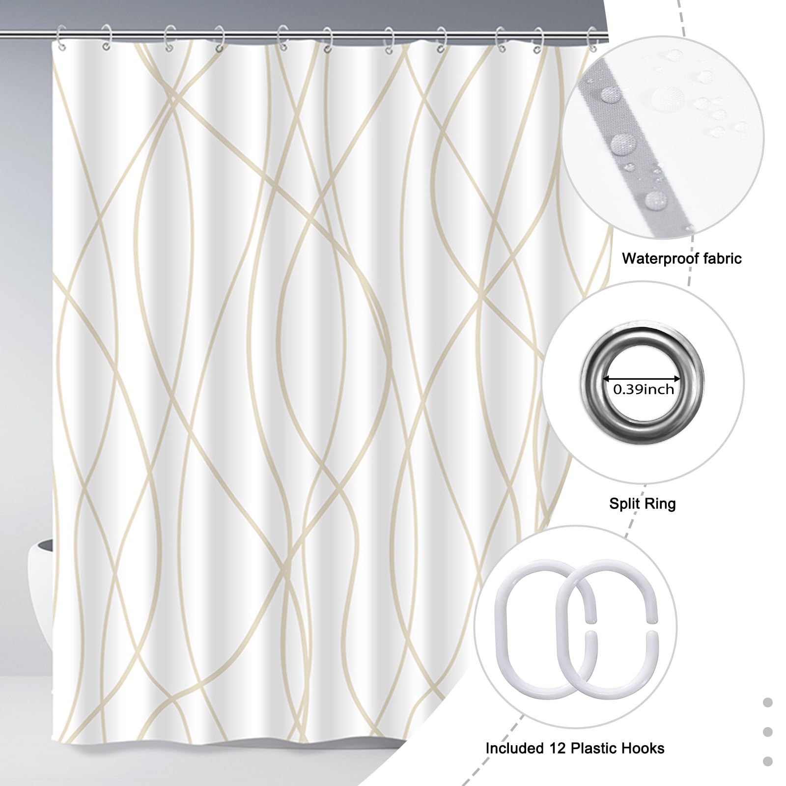 Orange-180x180cm -Rideau De Douche à Fleurs, Rideau De Bain, Housse Florale En Polyester