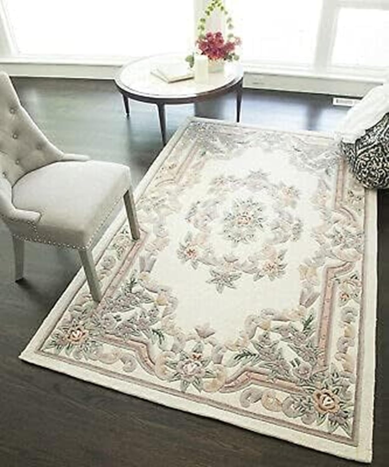 Amazon.com: Restopuff Handmade Area Rug Aubusson Design, Luxury Wool ...
