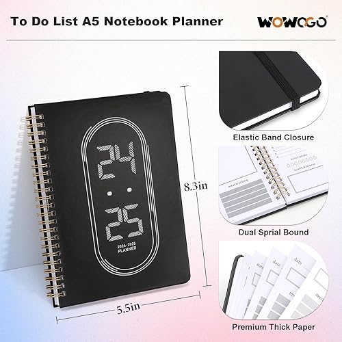 Miniatura 2 de Agenda diaria 2024-2025 sin fecha para hacer lista de tareas, agenda A5, cuaderno de tapa dura con encuadernación en espiral, 5.5 x 8.3 pulgadas