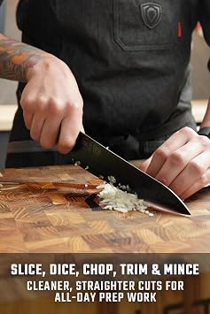Dalstrong Chef Knife - 8 inch - Shadow Black Series - Black Titanium Nitride Coated - Razor Sharp Kitchen Knife - High Carbon 7CR17MOV-X Vacuum Treated Steel - Sheath - NSF Certified