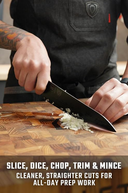 Dalstrong Chef Knife - 8 inch - Shadow Black Series - Black Titanium Nitride Coated - Razor Sharp Kitchen Knife - High Carbon 7CR17MOV-X Vacuum Treated Steel - Sheath - NSF Certified