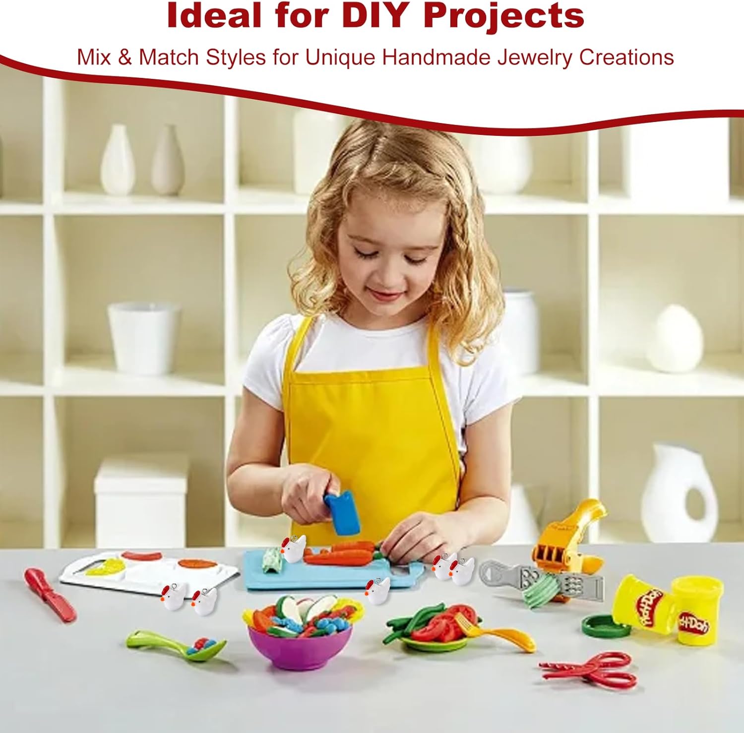 NIIIYTYB 20Pcs Chicken Charms Mini Resin Beads Cute 3D Little Chickens Animal Dangle Charm Pendants for Jewelry Making Bracelets Necklace Earring Keychains Craft Beads for Bracelets - Image 5