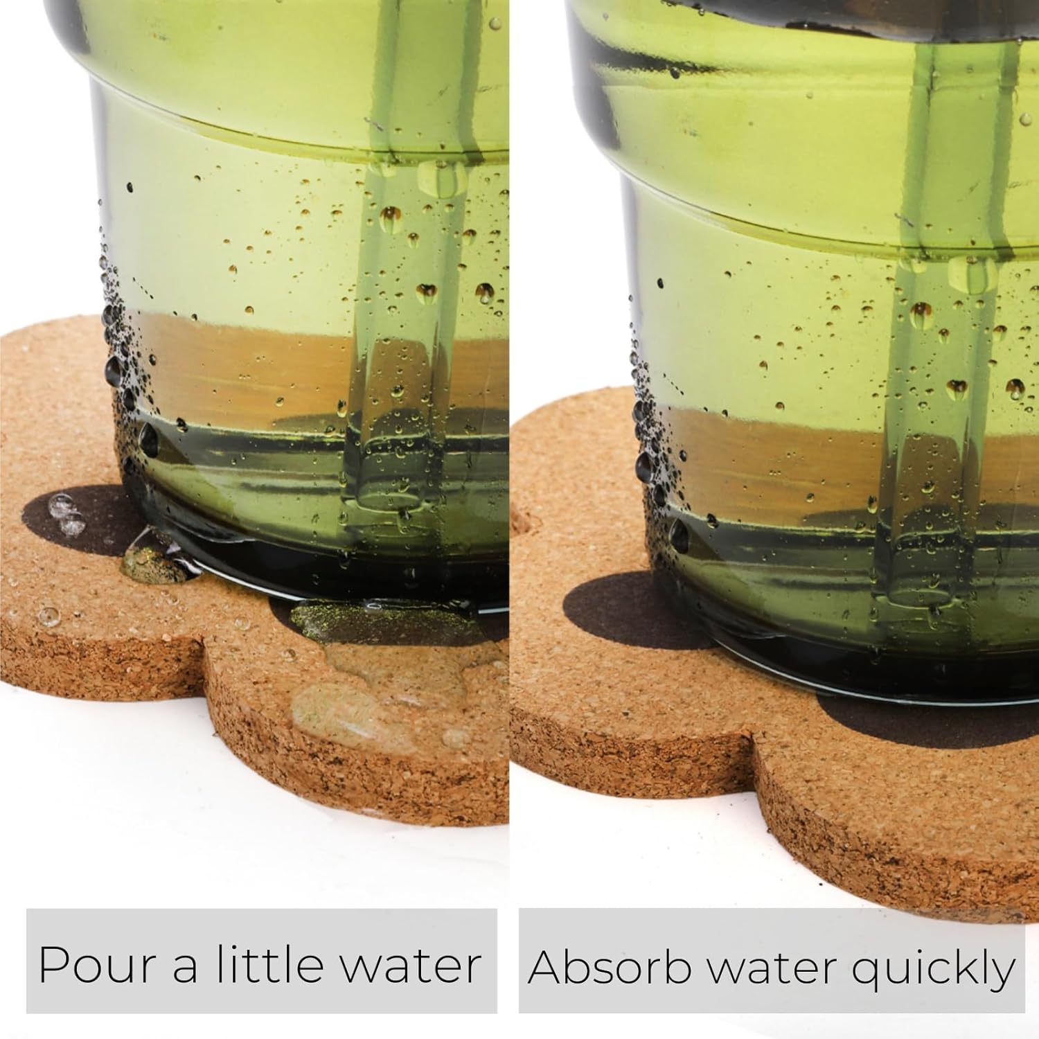 12 Pack Cork Coasters for Drinks, 4.7" Absorbent Cup Mat Set, Heat Resistant Kitchen Coasters, Reusable Cat Paw Shape Table Protection Trivet for Glasses Mugs, Room Decor, Housewarming Gifts - Image 3