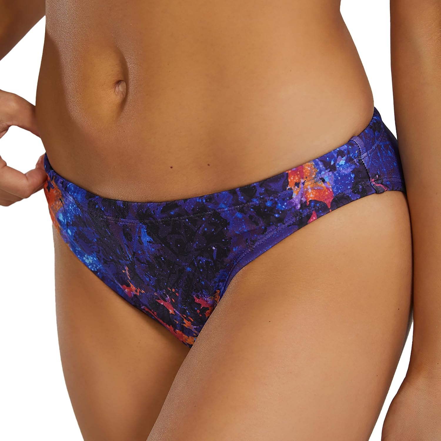 TYR - Women's Montipora Durafast Elite Classic Full Coverage Bikini Bottom, Purple/Orange,