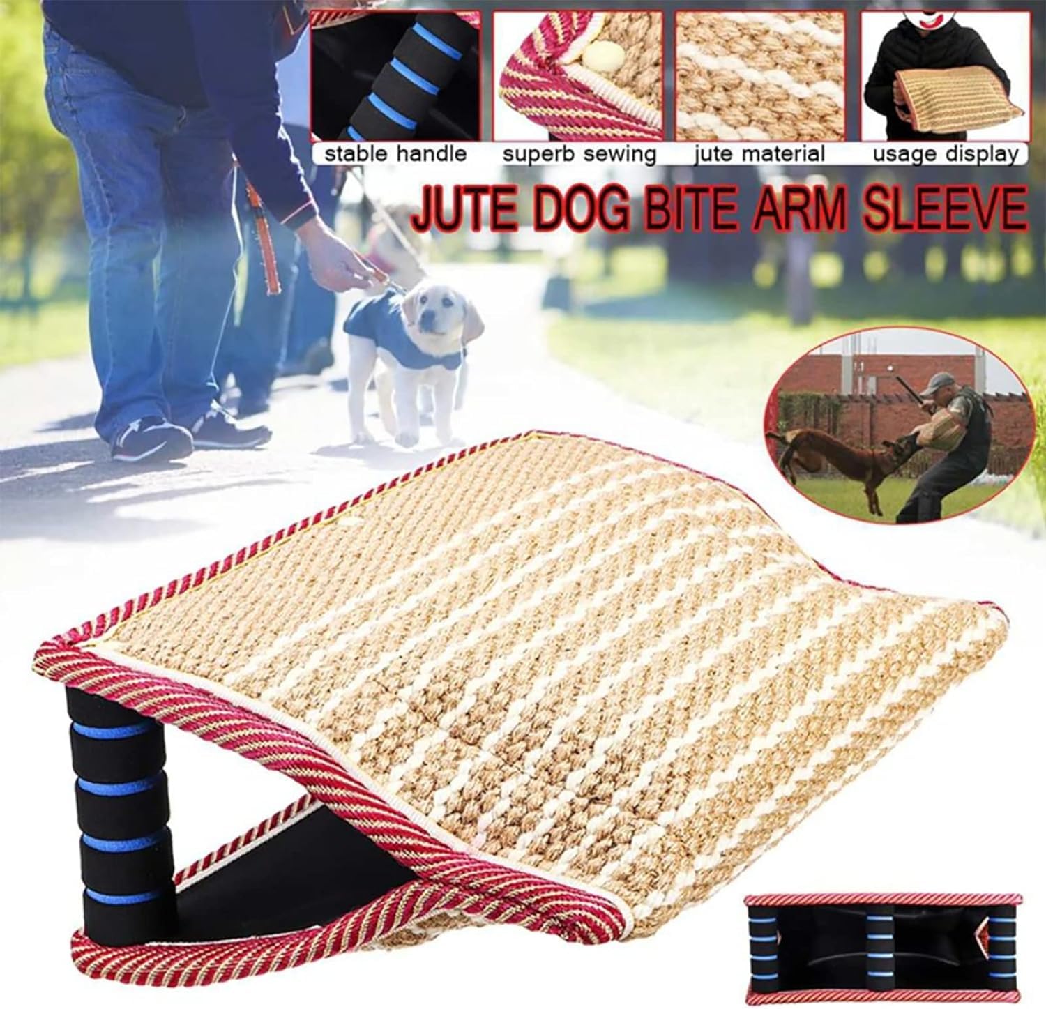 Cuscino del morso del Cane Manicotti del Braccio Giocattolo di Allenamento Tug 3 Manici Juta