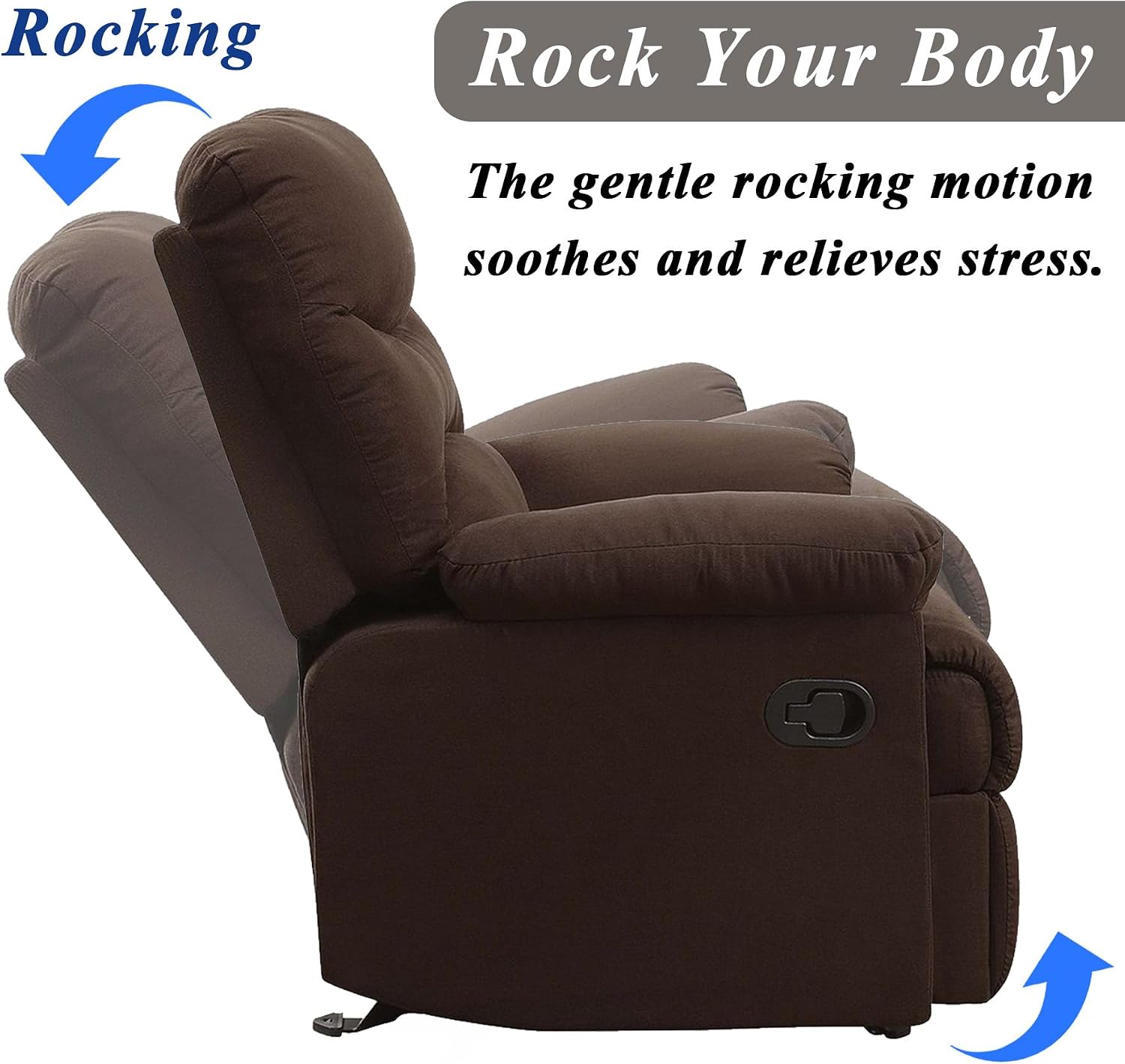 Relaxing Lazy Boy Recliner Chairs for Adults, Manual Recliner Chair for Bedroom,Rocker Recliner Chair with Adjustable Backrest,Extender Footrest, Heavy Duty (Microfiber, Chocolate2)
