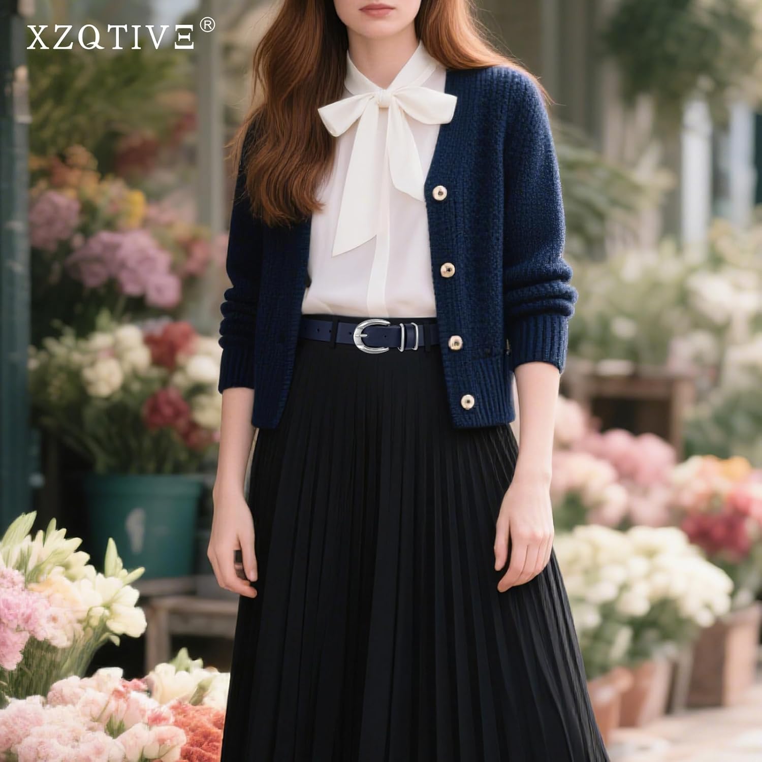 XZQTIVE Women's Leather Belts for Jeans Pants Dresses, Fashion Black Brown Gold Silver Buckle Design - Image 5