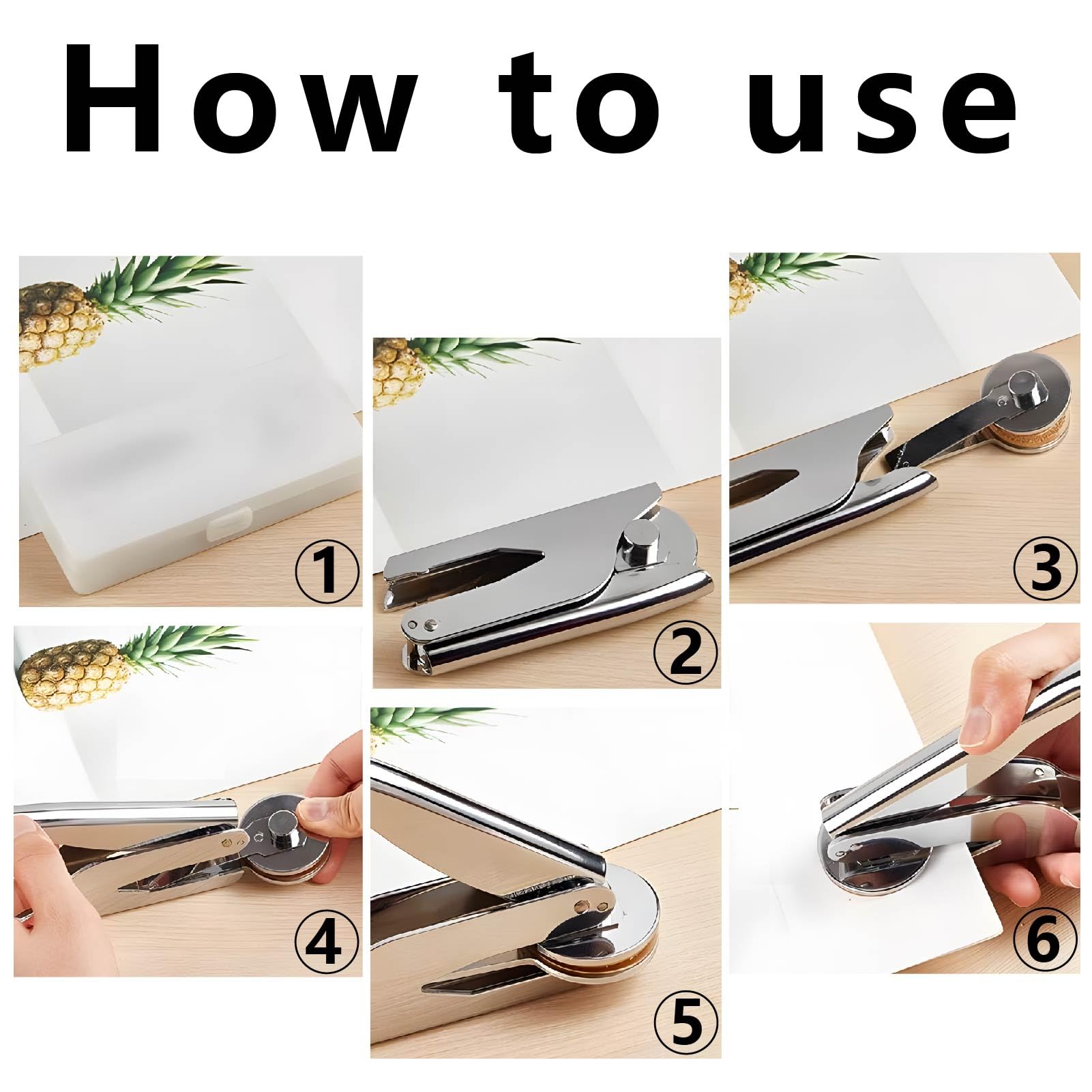 CRASPIRE Vintage Pattern Book Embosser Seal Stamp Stainless Steel Library Stamp Hand Held Embossing Stamp Seal Notary Embosser Stamp with Plastic Box for Envelopes Napkins Paper Wedding Invitation - Image 3