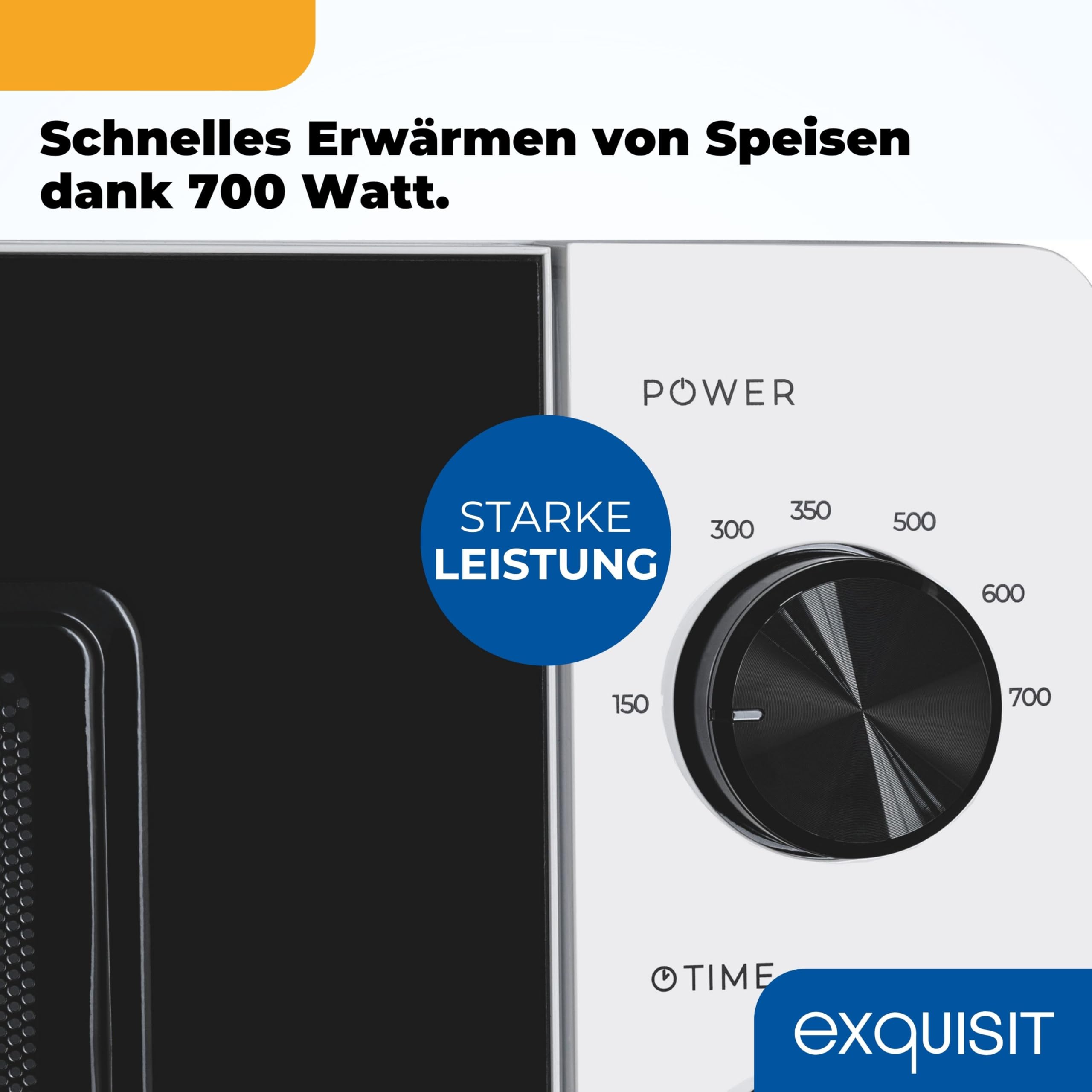 Exquisit Mikrowelle 20 l 700 W 6 Leistungsstufen Mechanische Drehregler Auftau-Programm Glas-Drehteller 245 mm