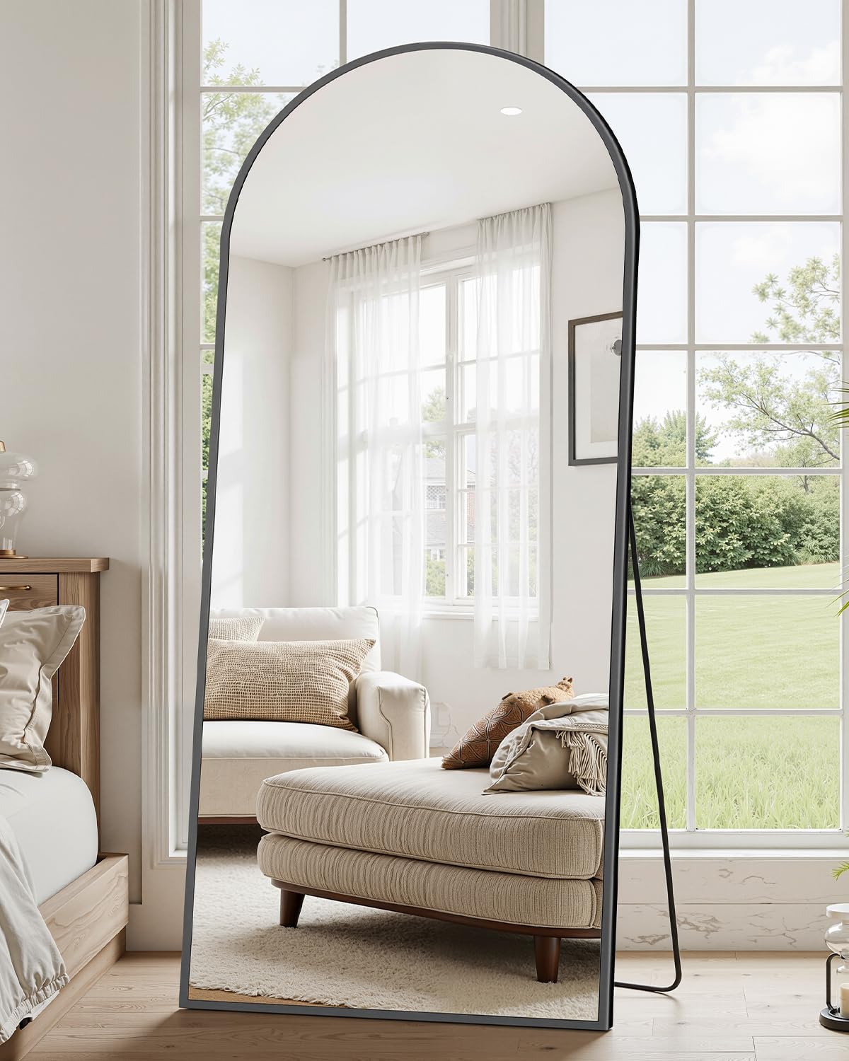 Product image of Suidia Arched Full Length Mirror, 58"x18" Floor Standing Mirror Freestanding, Full Body Mirror with Stand for Bedroom, Hanging Mounted for Living Room Cloakroom, Black