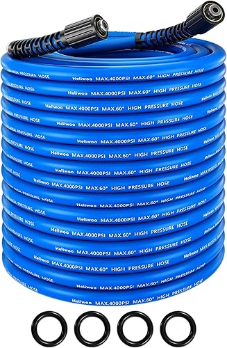 Heliwoo Manguera de lavado a presión de 50 pies x 14 pulgadas, manguera de lavado de energía eléctrica proflexible resistente a las torceduras,