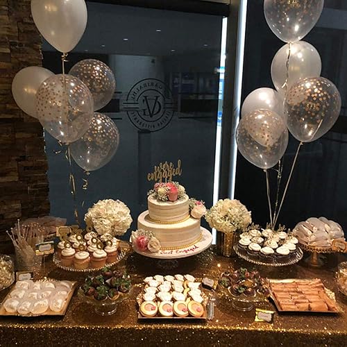 Miniatura 3 de Kubert Paquete de 9 globos redondos de 18 pulgadas con purpurina dorada blanca con estampado de Mr & Mrs LOVE Globos de aluminio para novia para