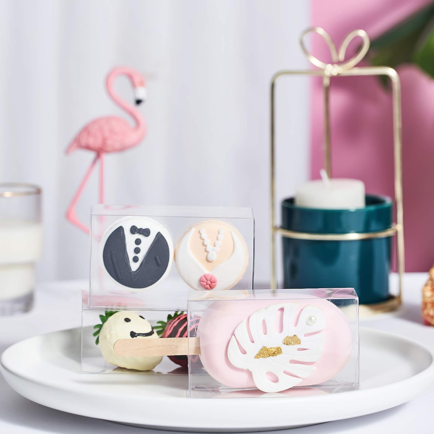 50PCS 3.7 x 2.2 x 1.5 inches Professional Cakesicle Boxes, Clear Gift Plastic Boxes, Ice Cream Shaped Boxes for Baby Shower, Holiday and Kids Birthday Party Favors