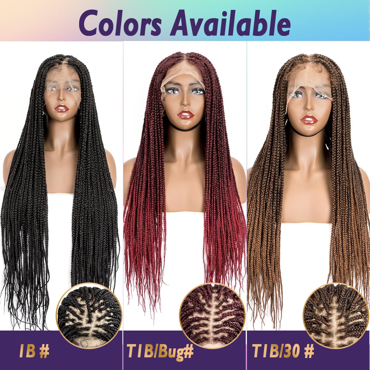 originea DAIXI 26'' Single Full Lace Box Braided Wigs for Black Women, Full Hand-Knitted Square Parted Synthetic Braided Lace Wigs with Baby Hair (Square Partition, T1B/30)