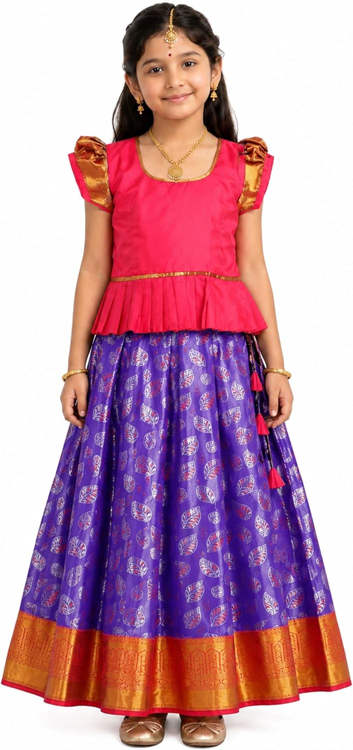 kaatru Thana Silk Girls Pavadai Set (D67) - Lehenga Choli (Prince Size Chart)