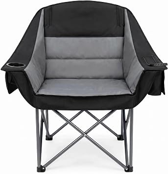 Oversized Camping Chair Padded Heavy Duty Lawn chair Support 500 lbs,Grey
