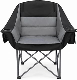 Oversized Camping Chair Padded Heavy Duty Lawn chair Support 500 lbs,Grey
