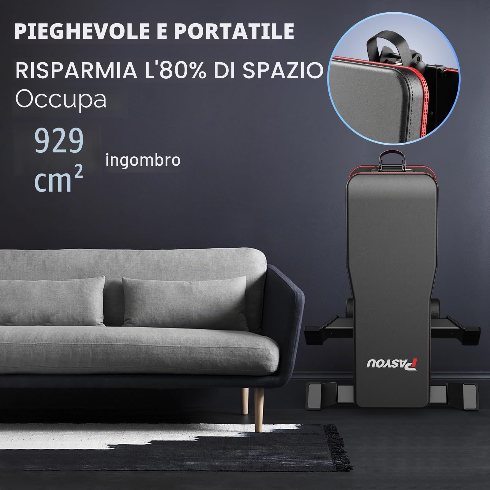 PASYOU Panca pieghevole da allenamento con 9 x 4 x 3 posizioni regolabili, multi-panca inclinata come addominale e schiena per casa, carico massimo 318 kg