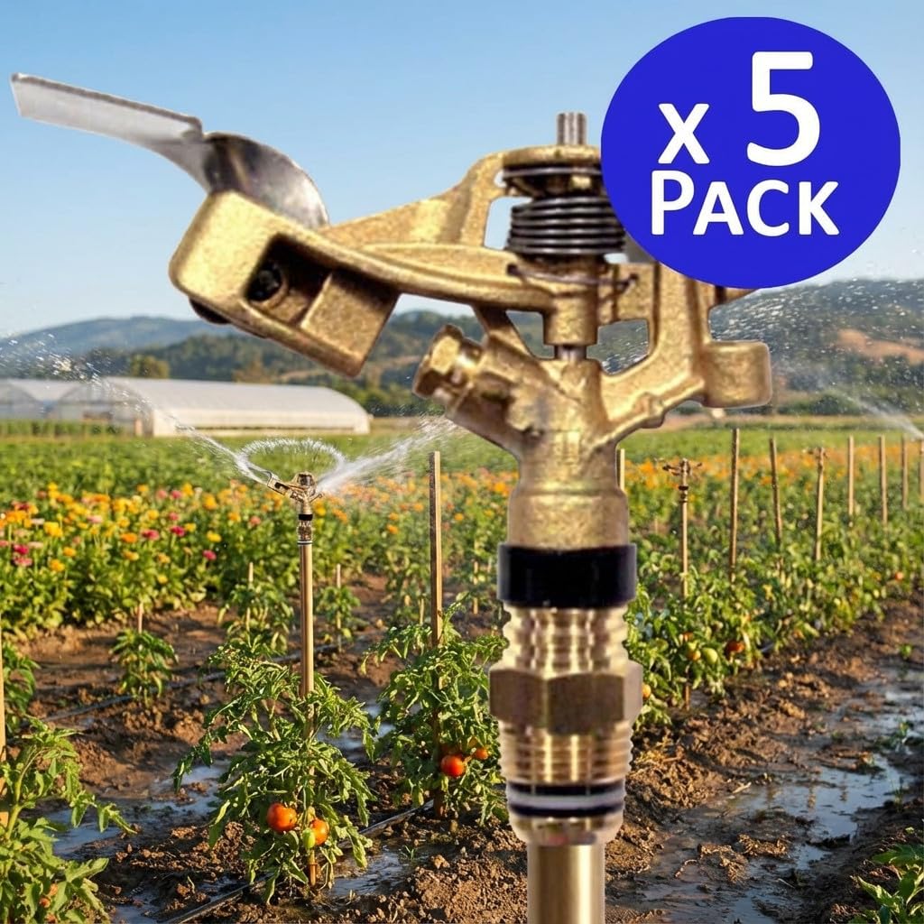 Suinga Aspersor de Riego Agricola Circular 1/2'' 28º | Pack 5 Aspersores con Alcance 9 a 14 m | Aspersor de Jardin 360º