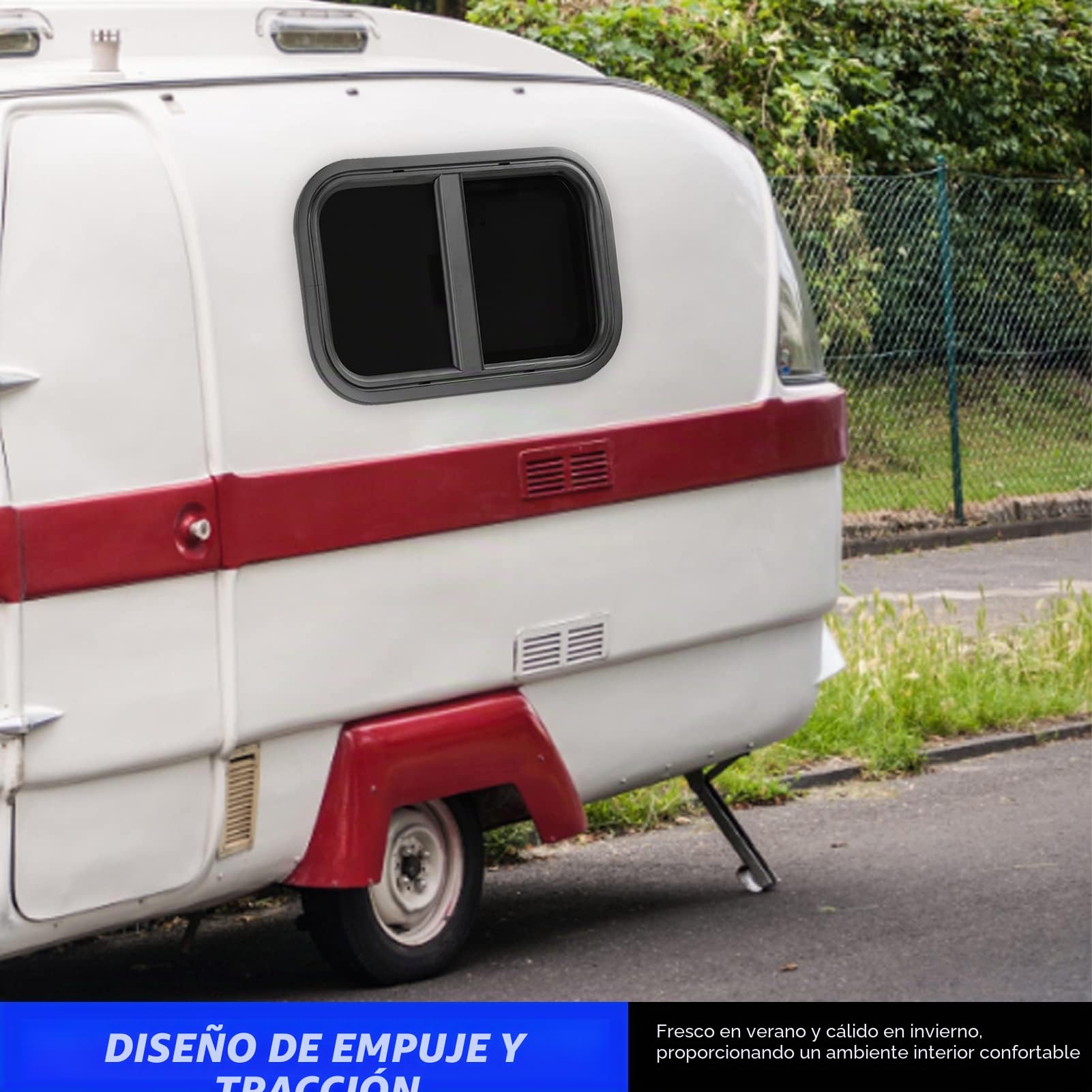 Ventanas para caravanas, 2 Piezas 500x300mm Ventana Corredera RV, Impermeable Ventana Claraboya con Tela Mosquitera y Cristal Tintado, Ideal para Autocaravanas y Remolques