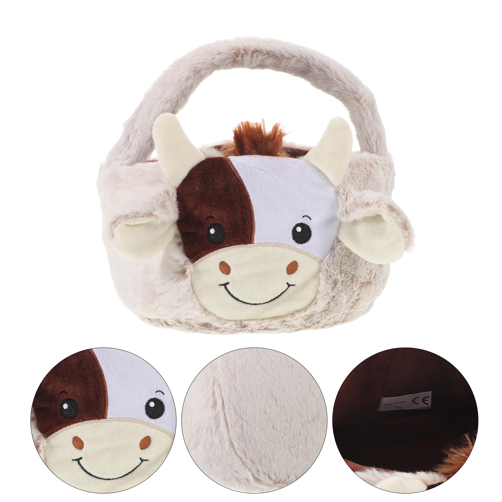 Cestino di Pasqua Morbido a Forma di Mucca Pasquale in Peluche con Manico, Borsa a Secchiello la Caccia alle Uova e Decorazioni Pasquali
