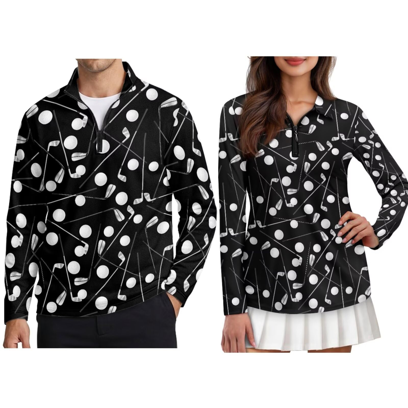 Xoenoiee Camisas de golf a juego para parejas, divertidas camisas polo de golf para parejas, trajes a juego, polos de golf de manga corta