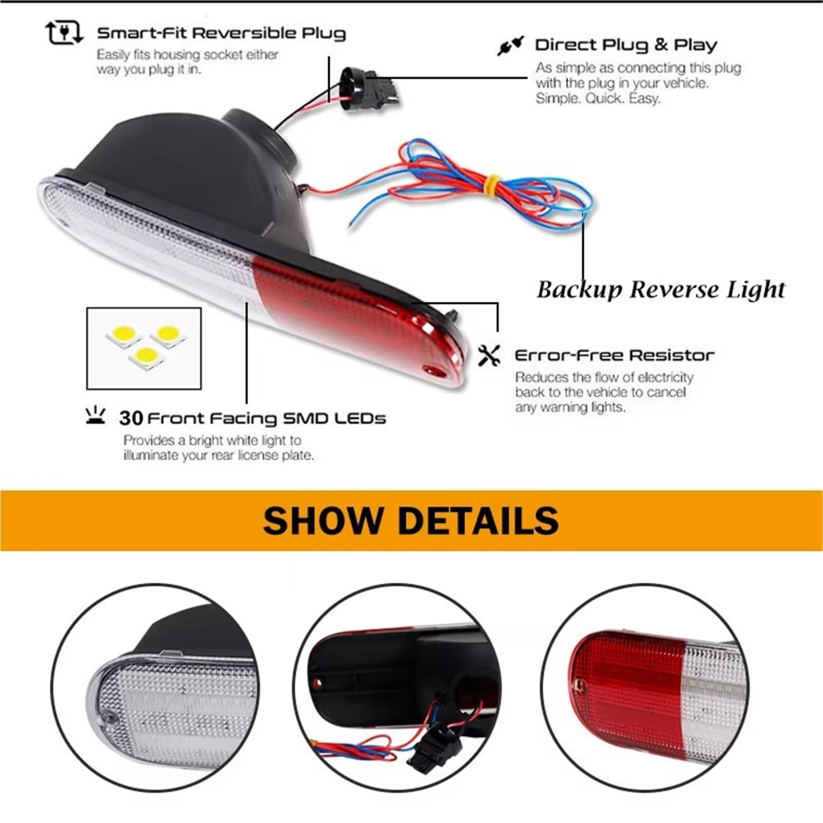 Generico Frecce Auto Per Chrysler Per PT Per Cruiser LED Paraurti Riflettore Luci Rosso Fanale Posteriore Freno Retronebbia Come Retromarcia Bianca Indicatori di direzione(Smoke Lens)