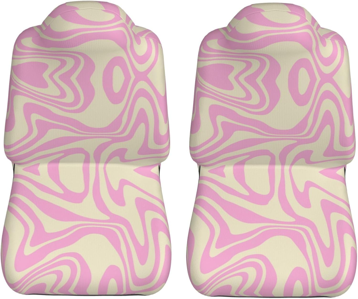 Retro 70s Pink Wavy Swirl Pink Car Seat Covers 2 Pcs Set Vehicle Front Seats Protector Auto Interior Accessories Protetors Car Mat Covers Universal fit for Cars Trailer RV SUVs Trucks Vans