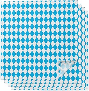 Cloth Napkin, Flag Check Absorbent Linen Napkins Reusable Washable Blue White Kitchen Table Napkin Cloth Cocktail Napkins for Weddings Party 4 Packs 20 x 20 in