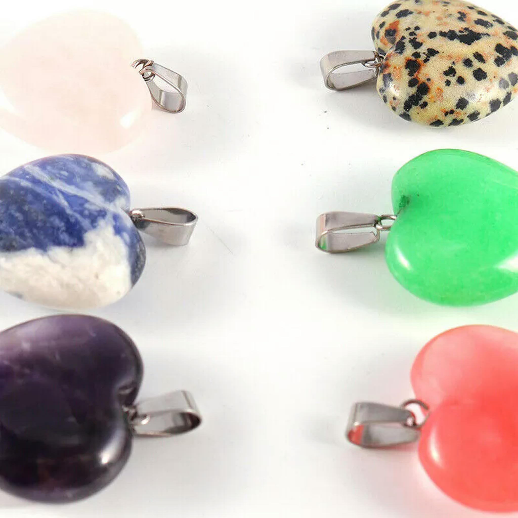 Lot de 20 pendentifs en Forme de cœur en Cristal de Quartz Naturel de 25 mm pour la Fabrication de Bijoux
