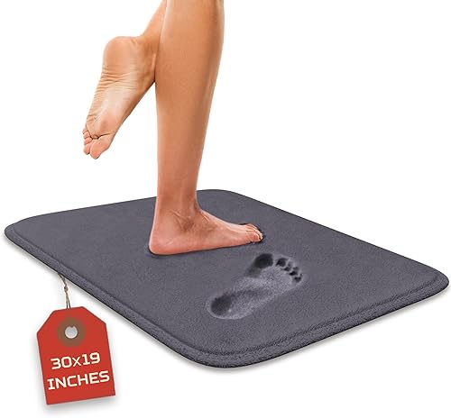 Miniatura 50 de Alfombra de baño de lujo – 1 pieza de tapete de baño con espuma viscoelástica, antideslizante y ultrasuave, altamente absorbente, fácil de limpiar -