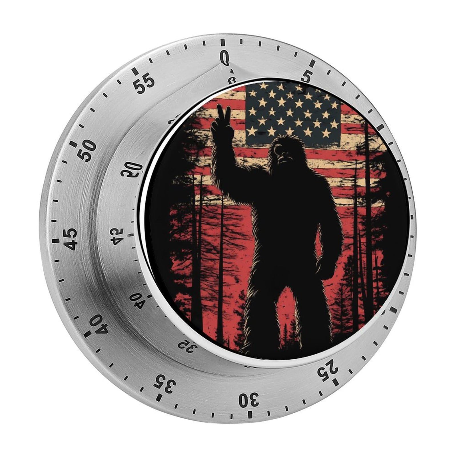 Bigfoot U.S. Flag Funny Timer 60 Minute Countdown Timer Mechanical Time Management Tool for Kitchen Work