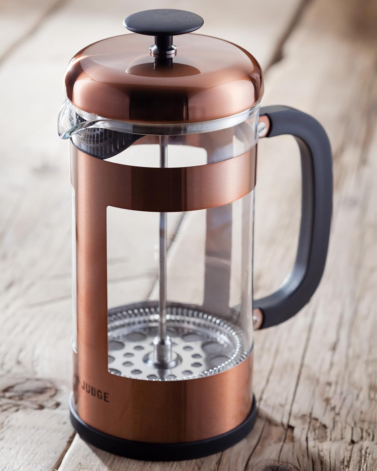 Judge JA112 Glass Cafetiere, 8 Cup Coffee Maker (1L), Removable Base, Scratch-Resistant, Dishwasher Safe - 25 Year Guarantee
